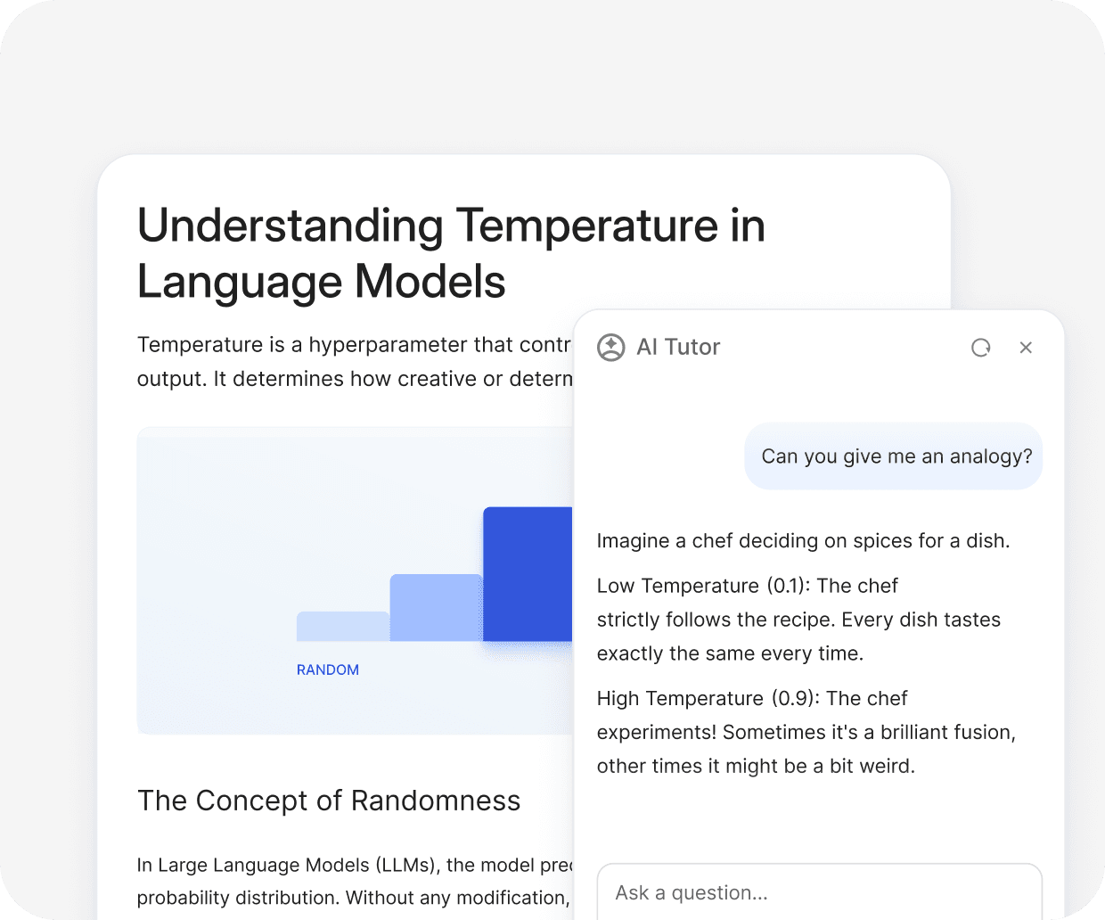 Blend-ed AI Tutor explains a course concept alongside the learning material.