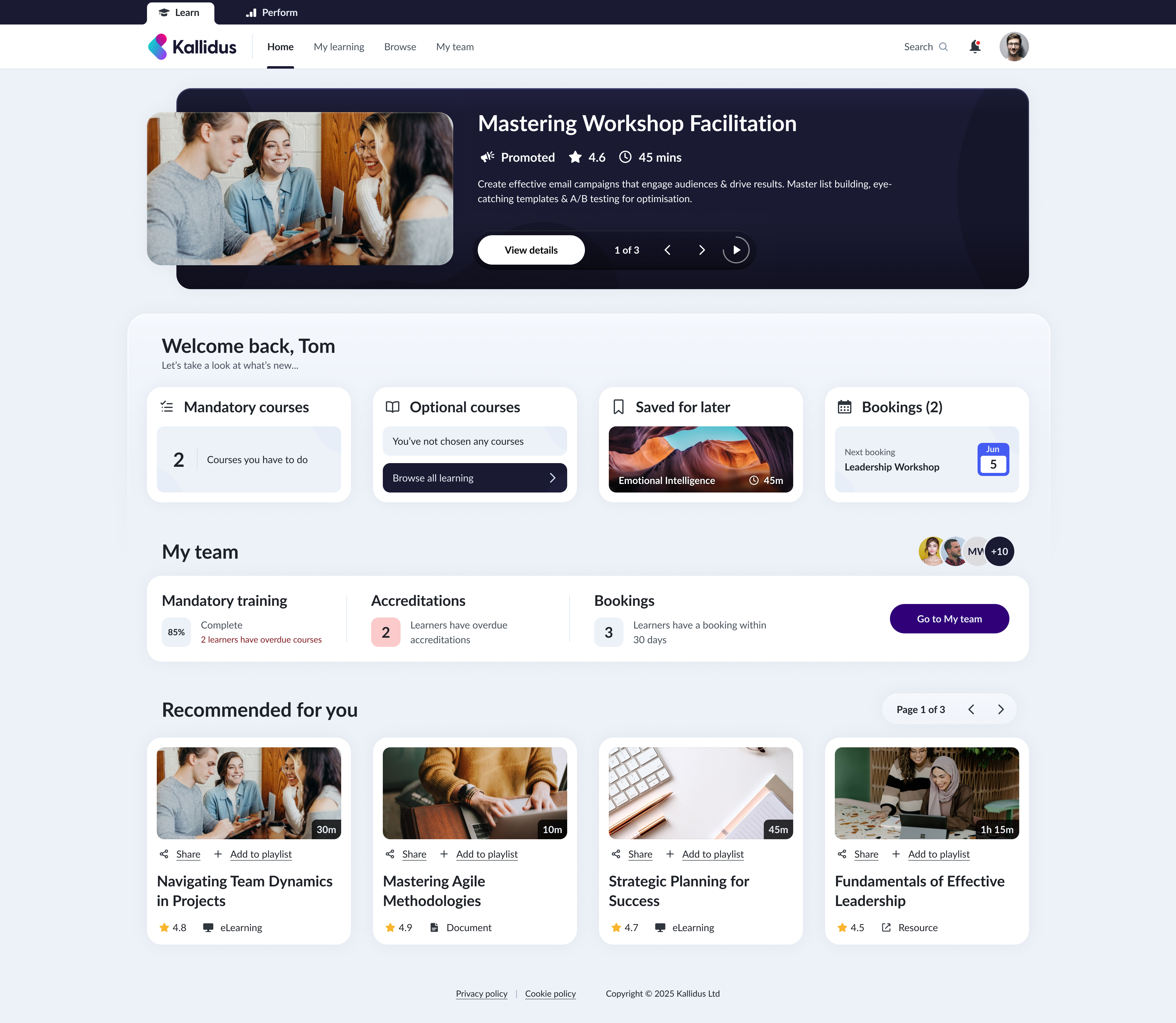 Kallidus compliance dashboard